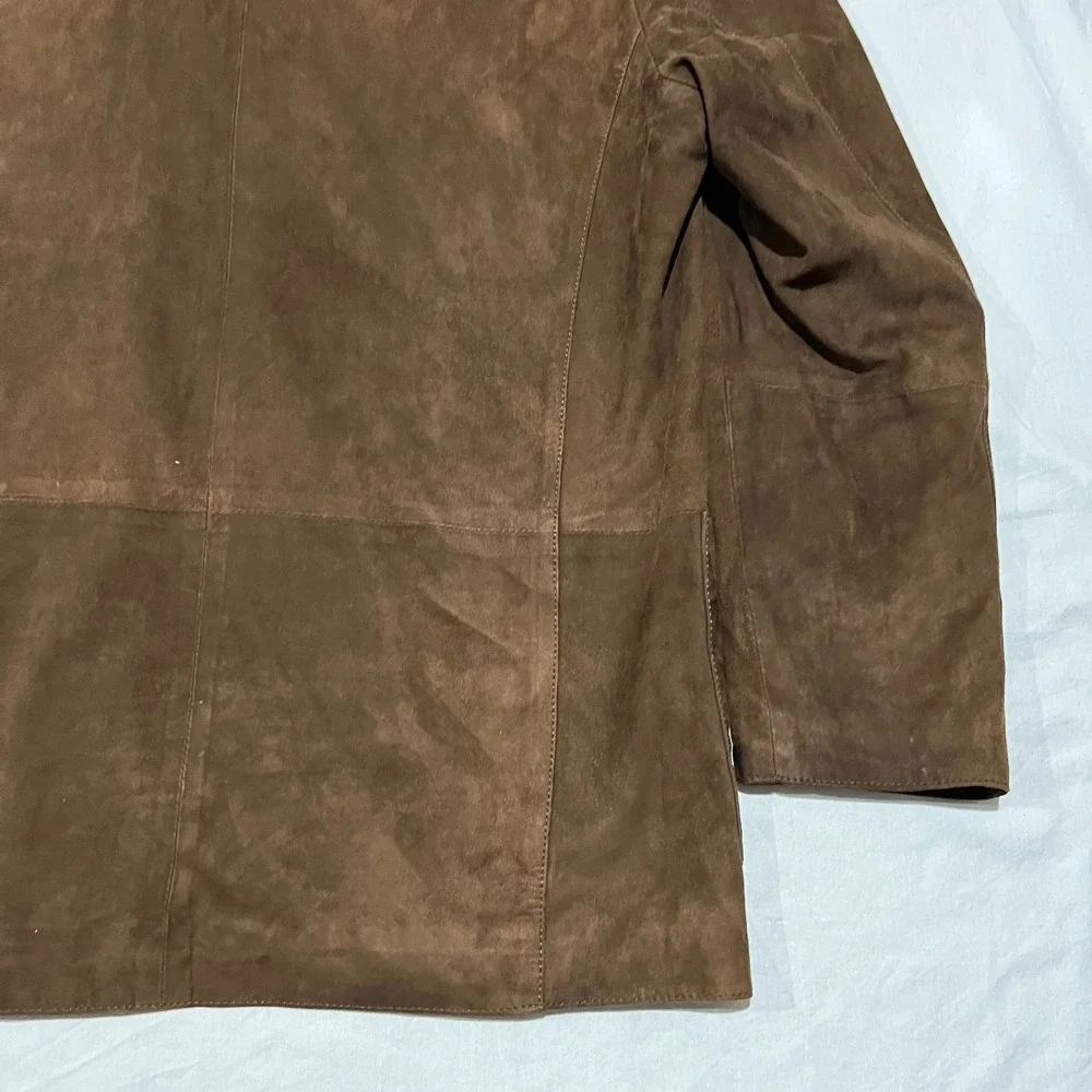 Moreschi Mens Brown Suede Single Breasted Notched Blazer Jacket Coat Spain 52